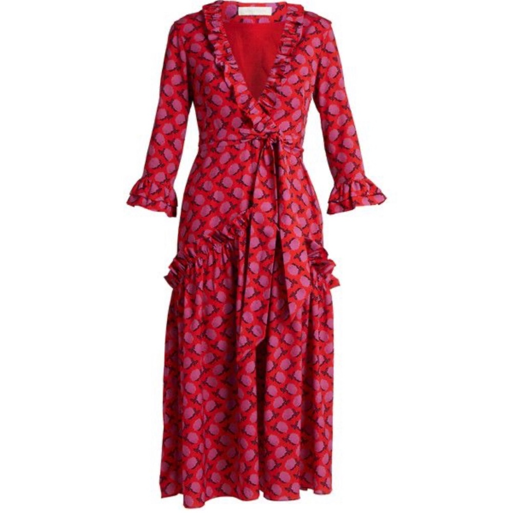 Gorgeous Borgo De Nor Ines Rose-print Ruffle-trimmed Crepe Dress